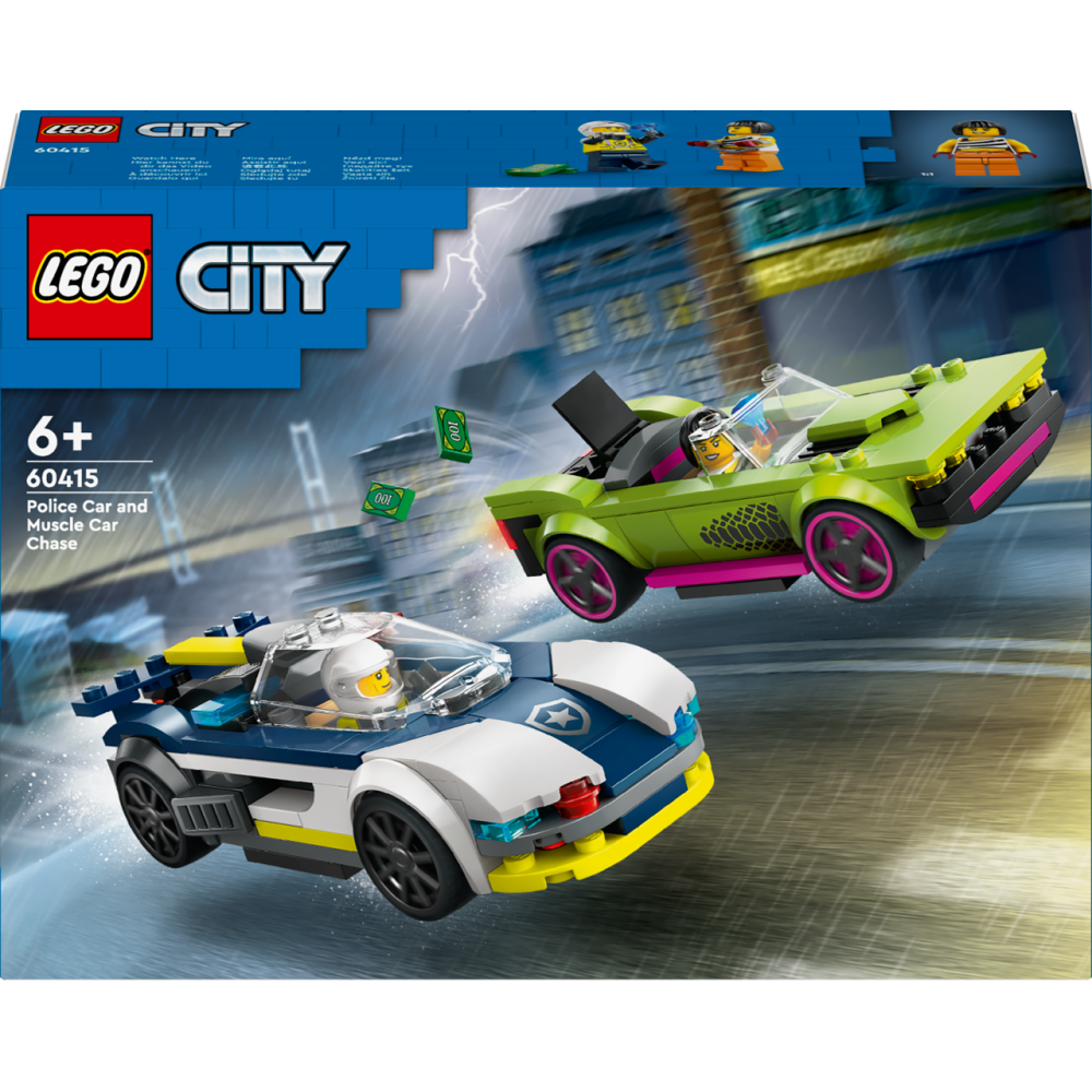 60415 LEGO® City Policijos Automobilis Ir Galingo Automobilio Gaudynės (+6m)