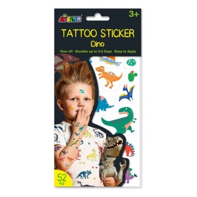 AVENIR Priklijuojamos tatuiruotės „Dinozaurai“ (+3m)