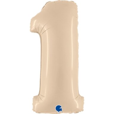 Balionas skaičius "Kreminis" 1 (102cm)