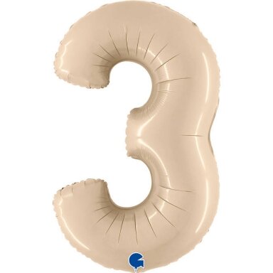 Balionas skaičius "Kreminis" 3 (66cm)