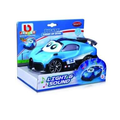 BB JUNIOR Automobilis Divo Bugatti šviečianti ir grojanti, mėlyna (+12mėn)