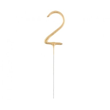 Bengališka ugnelė-skaičius "2", auksinė (17cm)