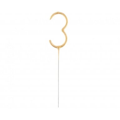 Bengališka ugnelė-skaičius "3", auksinė (17cm)