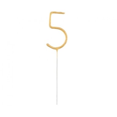 Bengališka ugnelė-skaičius "5", auksinė (17cm)