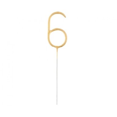 Bengališka ugnelė-skaičius "6", auksinė (17cm)