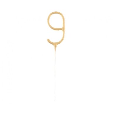 Bengališka ugnelė-skaičius "9", auksinė (17cm)