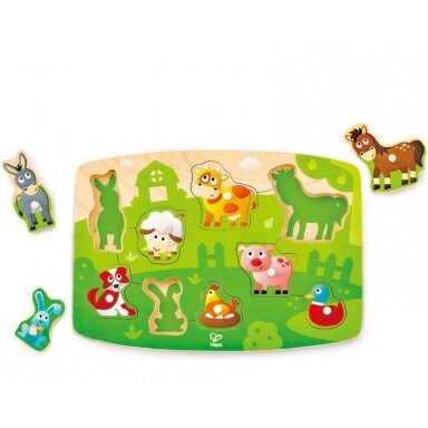 Dėlionė gyvūnėlių ūkis "Hape" (10 dalių)