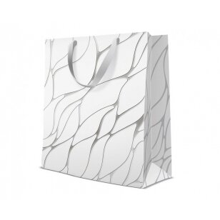 Dovanų maišelis "Baltas su sidabru" (26,5x13x33,5cm)