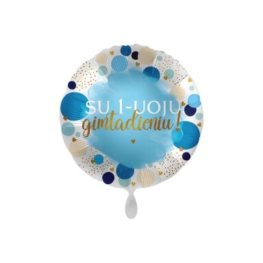 Folinis balionas "Su 1-uoju gimtadieniu" (43cm/melsvas)