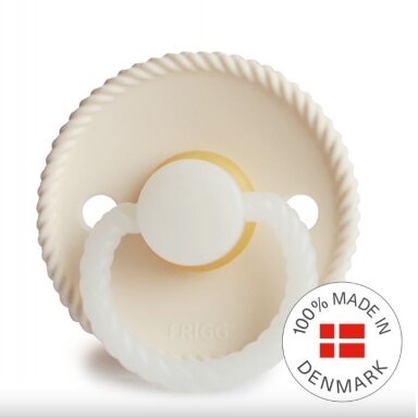 "FRIGG" Čiulptukas Rope - Round Latex Pacifier - Cream Night 6-18mėn