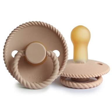 "FRIGG" Čiulptukas Rope - Round Latex Pacifier - Croissant 0-6mėn