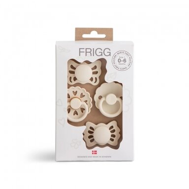 "FRIGG" Čiulptukų rinkinys Baby's First pacifier? 4-vnt - Floral heart - Cream 0-6mėn