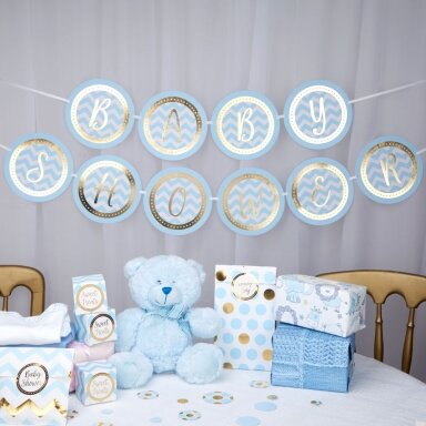 Girlianda "Baby shower" (Žydrai auksinė/2,5 m)