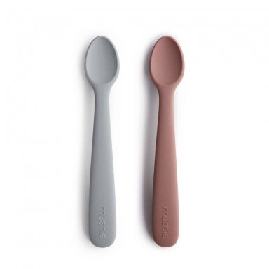 "Mushie" silikoniniai šaukšteliai 2-pack Stone/cloudy mauve