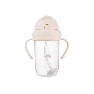 Neišsipilanti gertuvė su šiaudeliu CANPOL BABIES (kreminė/6m+, 270ml)