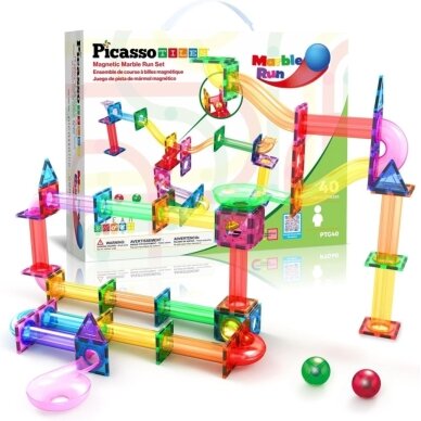 PICASSO TILES Magnetinis konstruktorius Marble Run 40 det. (+3m)