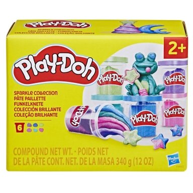 Plastelinas 6vnt."Play doh" (įvairių spalvų su blizgučiais)