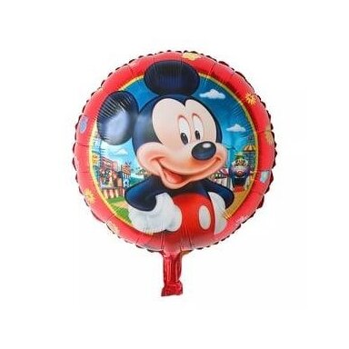 Raudonas apvalus balionas "Mickey mouse"