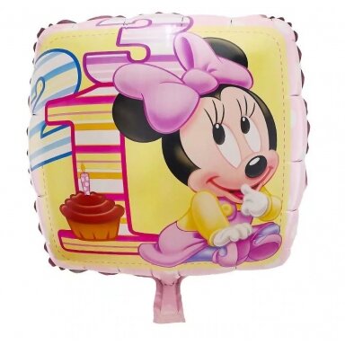 Rožinis keturkampis balionas "Minnie mouse"