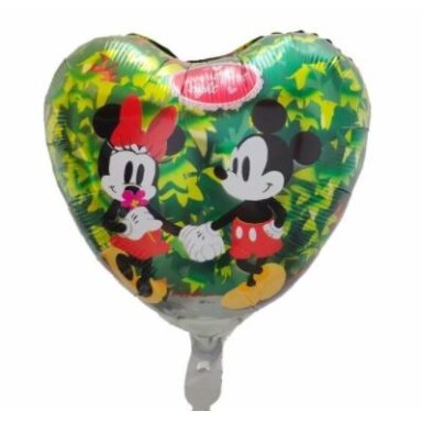 Širdies formos balionas Minnie su Mikiu