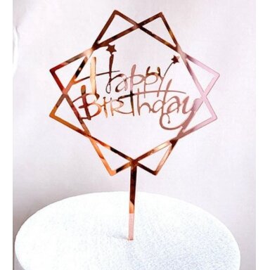Smeigtukas į tortą "Happy birthday" (rožinis auksas)