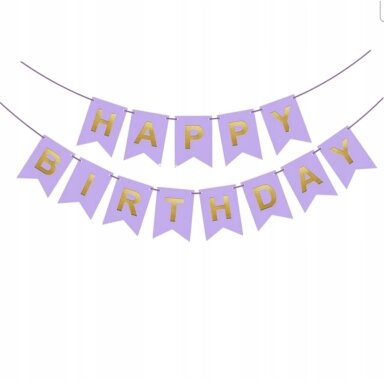 Šventinė girlianda "Happy birthday" (alyvinė/180cm)
