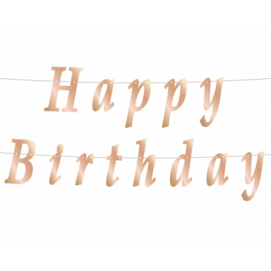 Šventinė girlianda "Happy birthday" (rožinio aukso /200 cm)