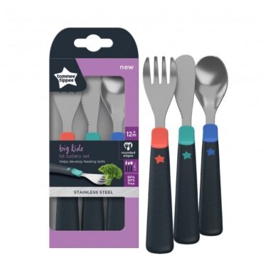 TOMMEE TIPPEE metalinių stalo įrankių rinkinys BIG KIDS (12mėn.+)