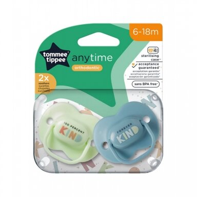 TOMMEE TIPPEE silikoniniai čiulptukai ANYTIME 6-18mėn