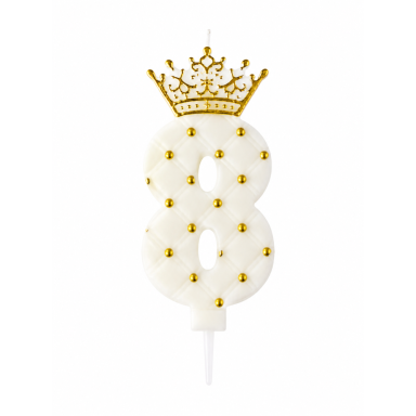 Žvakutė 8 balta su karūna (8cm)