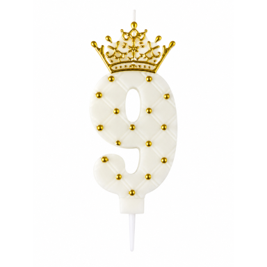 Žvakutė 9 balta su karūna (8cm)