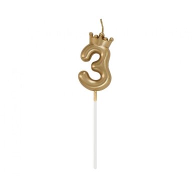Žvakutė auksinė karūna 3 (6cm)
