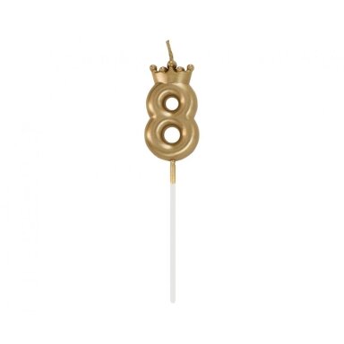 Žvakutė auksinė karūna 8 (6cm)