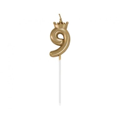 Žvakutė auksinė karūna 9 (6cm)