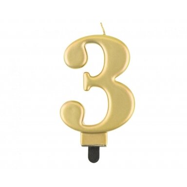 Žvakutė skaičius Auksinis 3 (8cm)