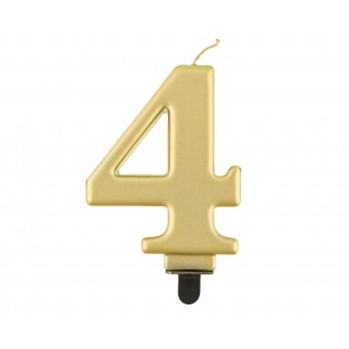 Žvakutė skaičius Auksinis 4 (8cm)