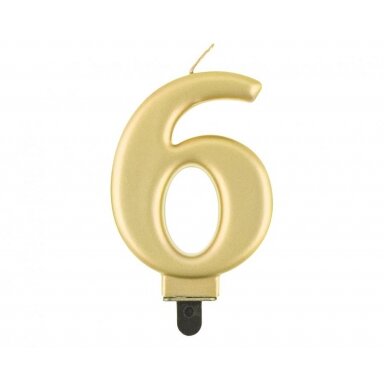 Žvakutė skaičius Auksinis 6 (8cm)