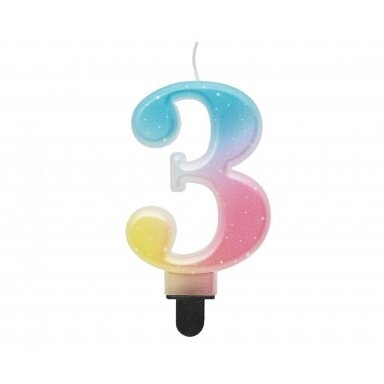 Žvakutė skaičius Spalvota 3 (8cm)