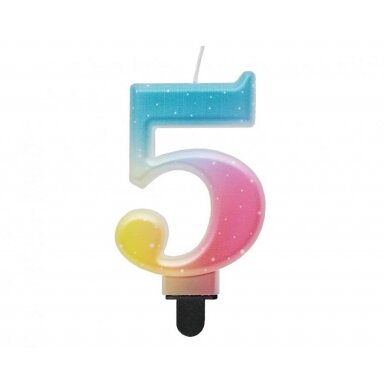 Žvakutė skaičius Spalvota 5 (8cm)