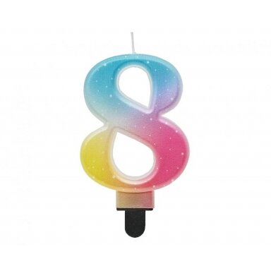 Žvakutė skaičius Spalvota 8 (8cm)