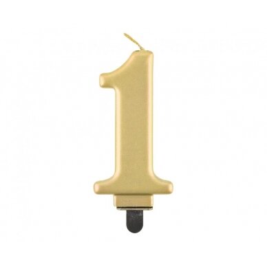 Žvakutė skaičius Auksinis 1 (8cm) Žvakutė skaičius Auksinis 1 (8cm)