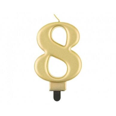 Žvakutė skaičius Auksinis 8 (8cm) Žvakutė skaičius Auksinis 8 (8cm)