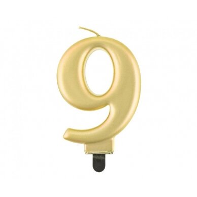 Žvakutė skaičius Auksinis 9 (8cm) Žvakutė skaičius Auksinis 9 (8cm)