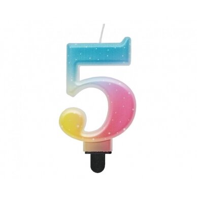Žvakutė skaičius Spalvota 5 (8cm) Žvakutė skaičius Spalvota 5 (8cm)