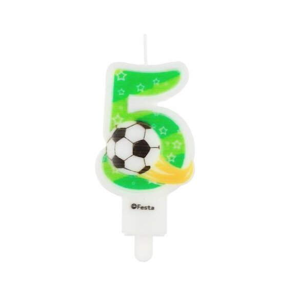 Žvakutė skaičius 5 'Futbolas" (8cm) Žvakutė skaičius 5 'Futbolas" (8cm)