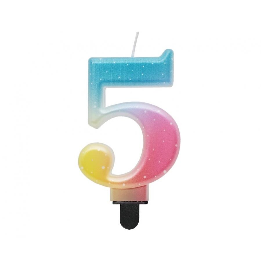 Žvakutė skaičius Spalvota 5 (8cm) Žvakutė skaičius Spalvota 5 (8cm)